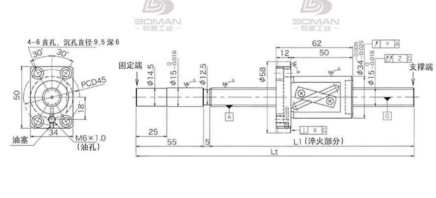 KURODA GG1520AS-BALR-1300A 黑田丝杆替换尺寸图解