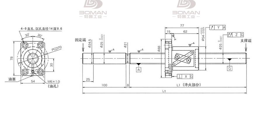 KURODA GG2525AS-BALR-2020A 黑田丝杆替换尺寸图片大全