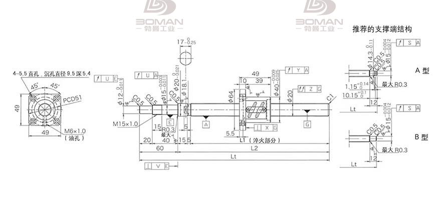 KURODA GP2004ES-AALR-0605B-C3S 黑田丝杆替换尺寸视频讲解
