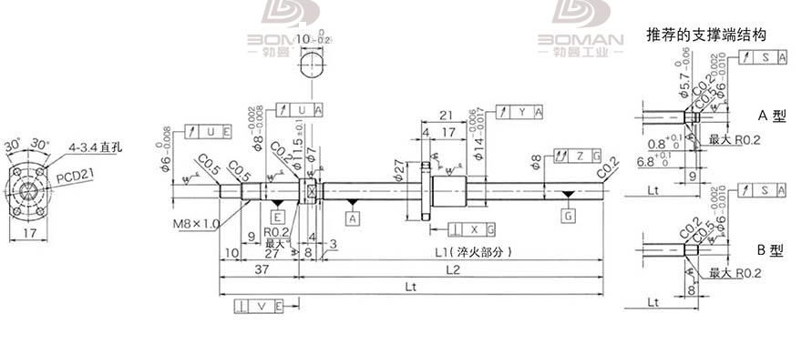 KURODA DP0802JS-HDNR-0180B-C3F 黑田丝杆和nsk丝杆对比